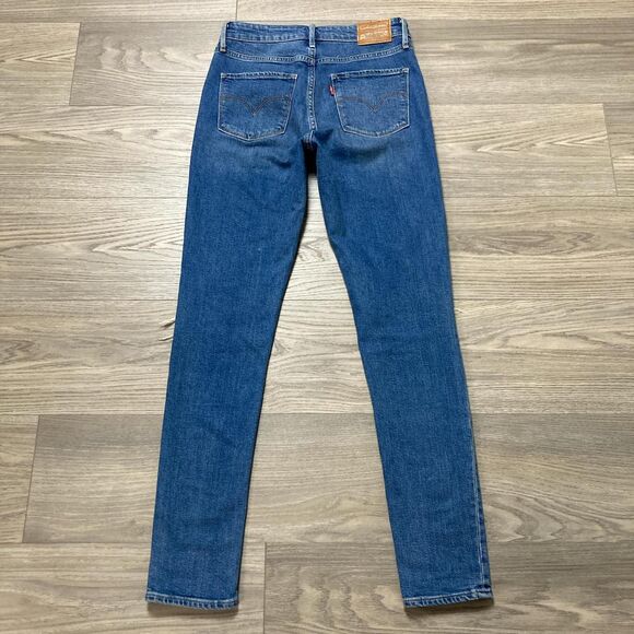 Levi's Premium 721 High Rise Skinny Distressed Blue Jeans Size 27 - Picture 7 of 7